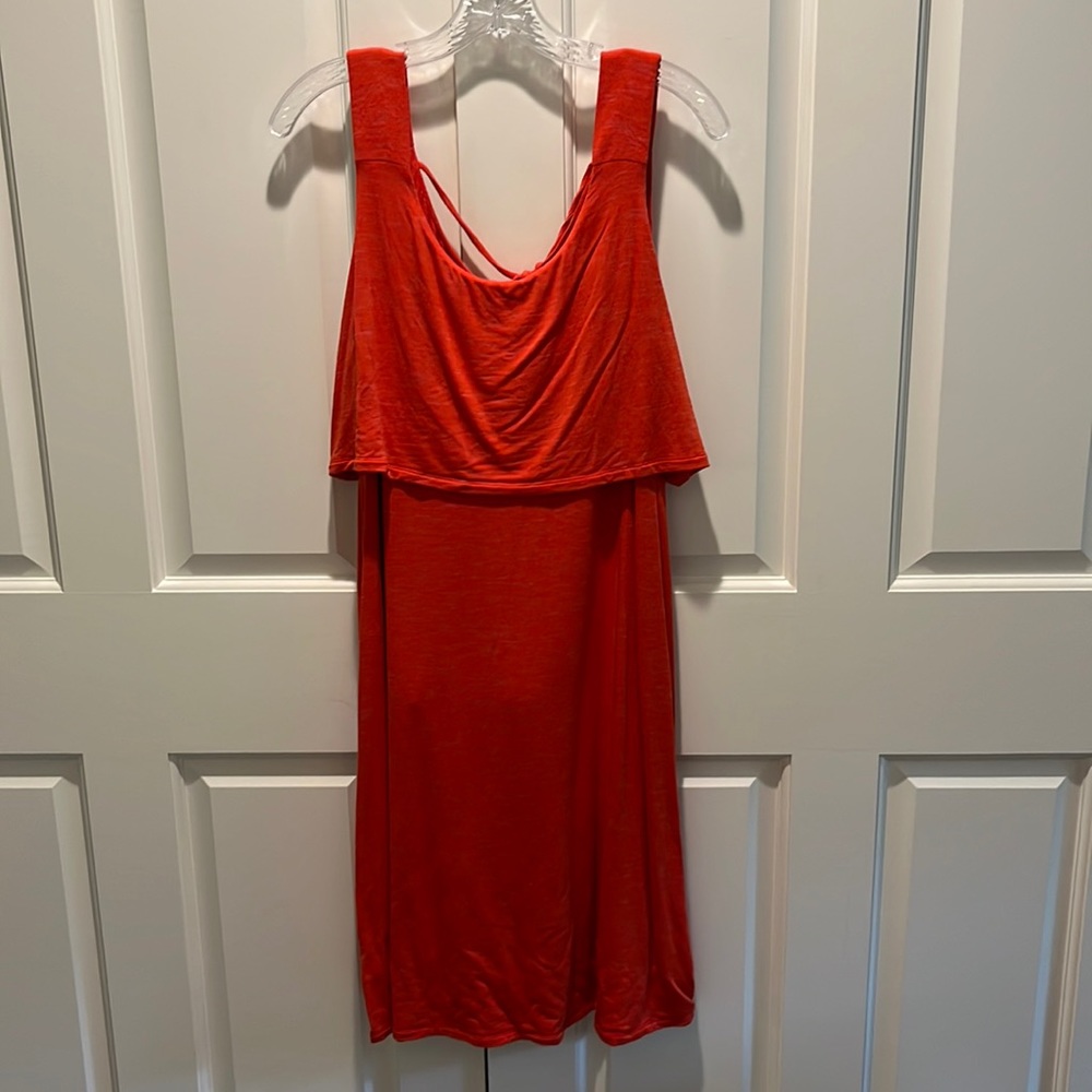 Cabi dress. Size medium. Bright salmon color. Soft jersey knit